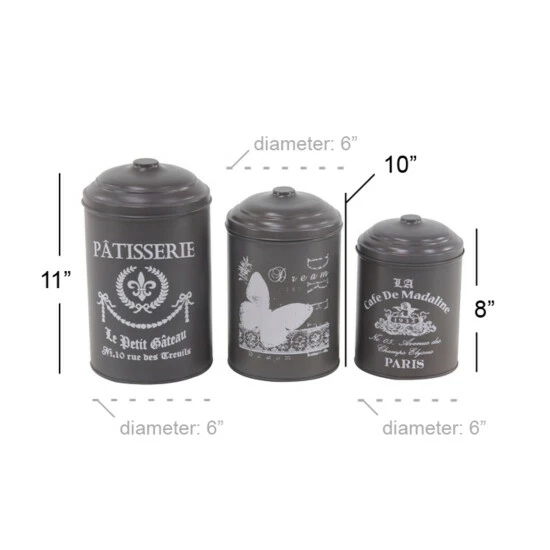 Wholesale 🛒 Studio 350 Grey Tin Vintage Decorative Jar (Set Of 3) - 6 X 6 X 11 ⭐ - Image 7