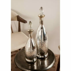 Cheapest ❤️ Studio 350 Silver Glass Glam Decorative Jar (Set Of 2) - 5 X 5 X 20 💯