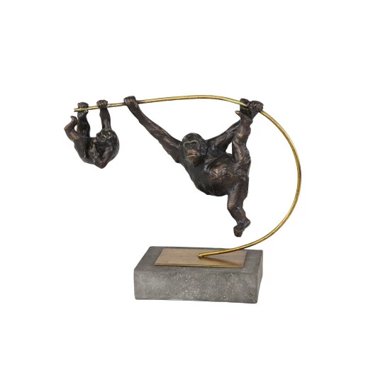 New 🤩 Studio 350 Black Polystone Modern Sculpture Monkey 13 X 15 X 6 - 15 X 6 X 13 ⭐ - Image 2