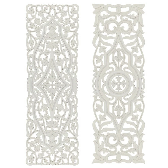 Promo 🌟 Studio 350 White Wood Farmhouse Wall Decor Abstract (Set Of 2) ✨