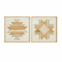 Wholesale ✨ Studio 350 Brown Wood Rustic Wall Decor Abstract (Set Of 2) 🎁