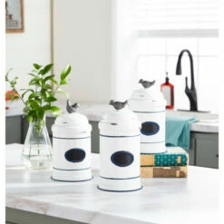 Discount 🧨 Studio 350 White Iron Farmhouse Decorative Jar (Set Of 3) - S/3 11", 13", 14"H 🥰