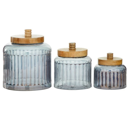 Best Pirce ❤️ Studio 350 Glass Farmhouse Decorative Jar (Set Of 3) - S/3 5", 7", 9"H Silver 😀 - Image 7