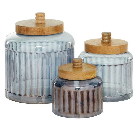 Best Pirce ❤️ Studio 350 Glass Farmhouse Decorative Jar (Set Of 3) - S/3 5", 7", 9"H Silver 😀 - Image 8