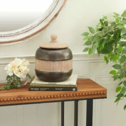 Promo ✨ Studio 350 Brown Iron Rustic Decorative Jar 11 X 9 X 9 - 9 X 9 X 11 🛒