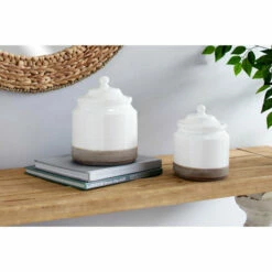 Top 10 👏 Studio 350 White Ceramic Vintage Decorative Jar (Set Of 2) - 7 X 7 X 10 🎁