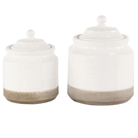 Top 10 👏 Studio 350 White Ceramic Vintage Decorative Jar (Set Of 2) - 7 X 7 X 10 🎁 - Image 2