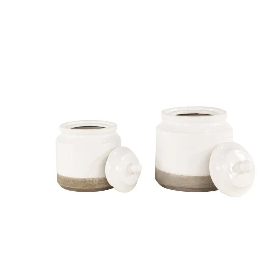 Top 10 👏 Studio 350 White Ceramic Vintage Decorative Jar (Set Of 2) - 7 X 7 X 10 🎁 - Image 5