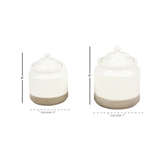 Top 10 👏 Studio 350 White Ceramic Vintage Decorative Jar (Set Of 2) - 7 X 7 X 10 🎁 - Image 7