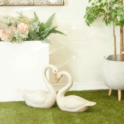 Promo 😍 Studio 350 White MGO Country Cottage Garden Sculpture 17 X 32 X 7 - 32 X 7 X 17 😍