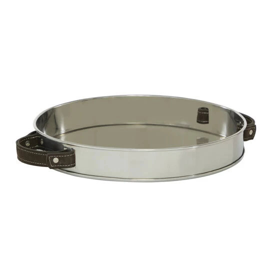 Coupon ⭐ Studio 350 Silver Stainless Steel Contemporary Tray 2 X 14 X 14 - 14 X 14 X 2 Round 🔔 - Image 2