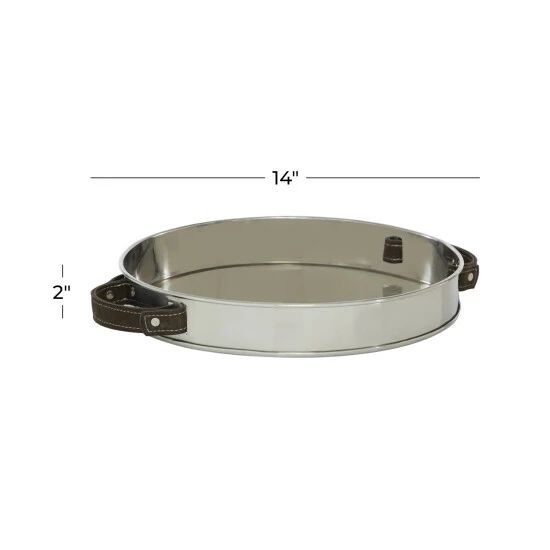 Coupon ⭐ Studio 350 Silver Stainless Steel Contemporary Tray 2 X 14 X 14 - 14 X 14 X 2 Round 🔔 - Image 6