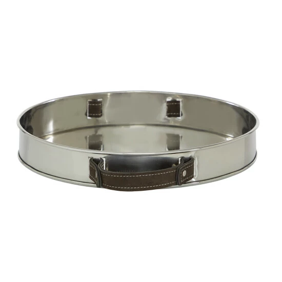 Coupon ⭐ Studio 350 Silver Stainless Steel Contemporary Tray 2 X 14 X 14 - 14 X 14 X 2 Round 🔔 - Image 7