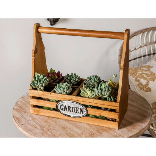 Deals ⌛ Farmhouse 16 X 16 Inch Wood And Iron 8-Bottle Wine Caddy By Studio 350 😍