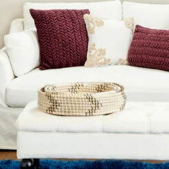 Brand new 🔔 Studio 350 White Dried Plant Material Coastal Tray (Set Of 3) - 18 X 15 X 4Round ⭐