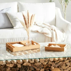 Discount 🔔 Studio 350 Brown Teak Wood Coastal Tray (Set Of 3) - S/3 15", 10", 10"W 👏