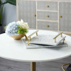 Cheap 🎁 Studio 350 White Ceramic Contemporary Tray (Set Of 2) - 16 X 10 X 3 👏