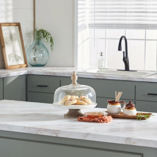 Outlet ⭐ Studio 350 Glass Cloche With White And Grey Terrazzo Stand - 12 X 12 X 12Round 😀