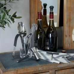 Best reviews of 🔔 Studio 350 Modern Genuine Leather 7 Piece Bar Tool Gift Set - 9 X 11 X 3 Brown 😀