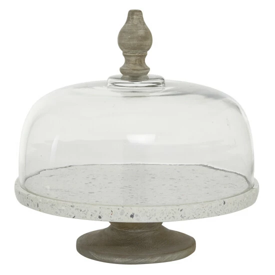 Outlet ⭐ Studio 350 Glass Cloche With White And Grey Terrazzo Stand - 12 X 12 X 12Round 😀 - Image 2