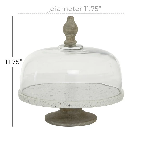 Outlet ⭐ Studio 350 Glass Cloche With White And Grey Terrazzo Stand - 12 X 12 X 12Round 😀 - Image 6
