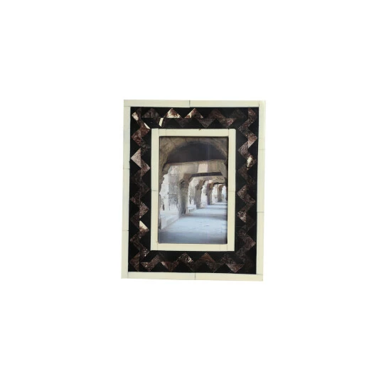 Best Pirce ๐งจ Studio 350 Black Natural & Brown Resin And Bone Rectangular Picture Frame W/ Triangle Pattern 7.5 X 9.5 ๐ฅ - Image 3