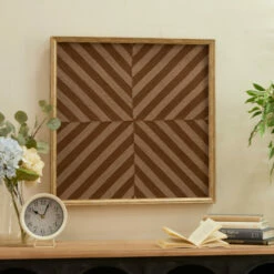 Hot Sale ⌛ Studio 350 Brown MDF Contemporary Framed Wall Art 24 X 24 X 2 - 24 X 2 X 24 ❤️