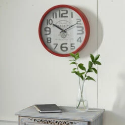 Brand new ๐ Studio 350 Red Iron Farmhouse Wall Clock No Theme 14 X 14 X 2 - 14 X 2 X 14Round ๐