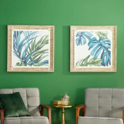 Deals 🎉 Studio 350 Blue Dried Plant Material Eclectic Framed Wall Art (Set Of 2) ❤️