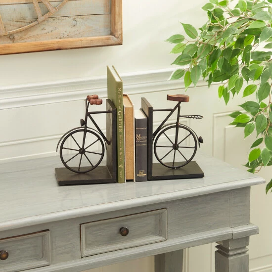 Discount 😉 Studio 350 Metal Bicycle Bookend Pair 7"W, 9"H Black ⌛