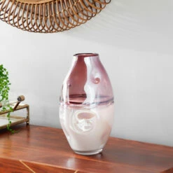 Best deal 🔔 Studio 350 Large Round Dimpled Translucent And Pastel Pink Vase, 7" X 12.5" ⭐
