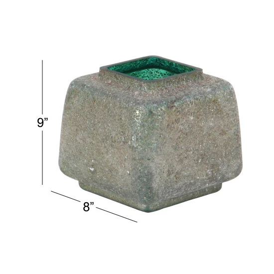 Brand new ๐ Studio 350 9 X 8 Inch Modern Glass Beveled Square Gray Vase Green ๐ - Image 3