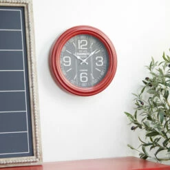 Best Sale ⭐ Studio 350 Red Iron Farmhouse Wall Clock 14 X 14 X 3 - 14 X 3 X 14 🔥