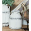 Hot Sale 👏 Studio 350 White Iron Distressed Rustic Farmhouse Decorative Jug Jars (Set Of 2) - S/2 11", 14"H 🔔
