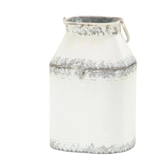 Hot Sale ๐ Studio 350 White Iron Distressed Rustic Farmhouse Decorative Jug Jars (Set Of 2) - S/2 11", 14"H ๐ - Image 6