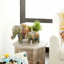 Discount ๐งจ Studio 350 Multi Ceramic Eclectic Sculpture Elephant (Set Of 2) - 15 X 6 X 10 ๐