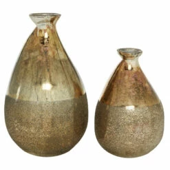 Buy 👍 Studio 350 Glass Rustic Vase (Set Of 2) - 7 X 7 X 12 Gold 🧨