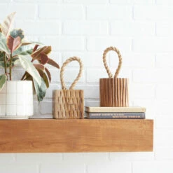 Outlet ✔️ Studio 350 Teak Wood Coastal Sculpture Abstract (Set Of 2) - 5 X 5 X 10 White 😉