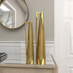 Wholesale 😉 Studio 350 Iron Glam Vase (Set Of 2) Black - Trumpet Shape ⌛