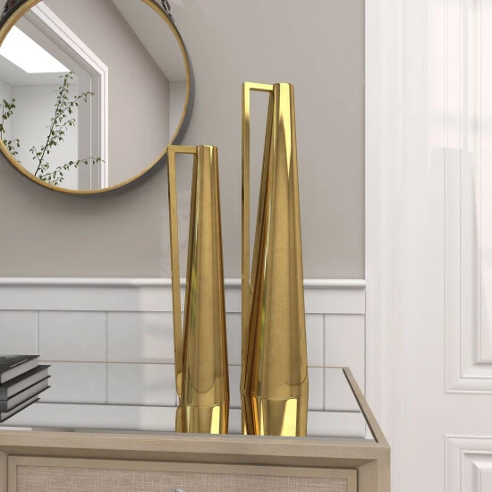 Wholesale 😉 Studio 350 Iron Glam Vase (Set Of 2) Black - Trumpet Shape ⌛