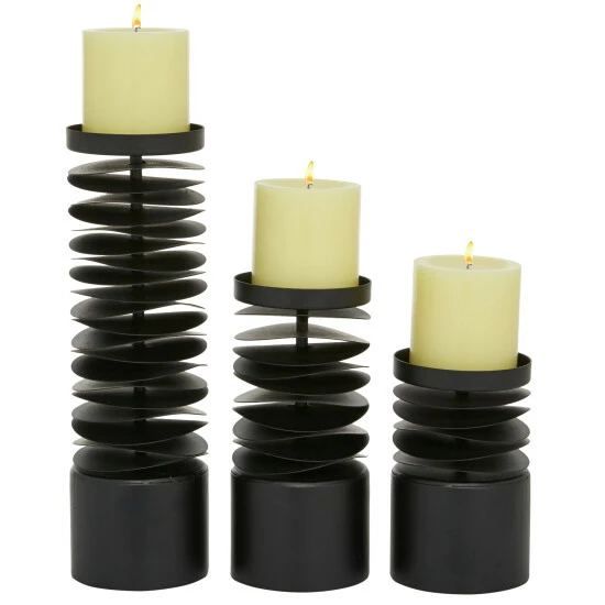 New 💯 Studio 350 Black Iron Contemporary Candle Holder (Set Of 3) - 4 X 4 X 12 🛒 - Image 2