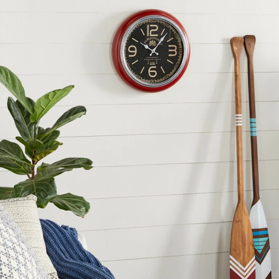 Cheap 🔥 Studio 350 Red Iron Vintage Wall Clock No Theme 17 X 17 X 3 - 17 X 3 X 17Round ⭐