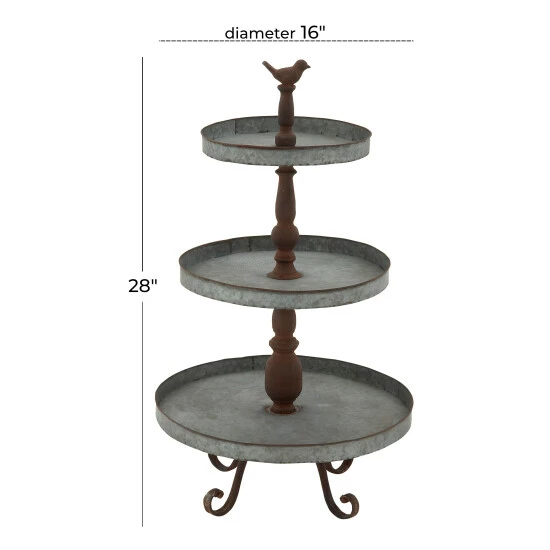 Deals ✔️ Studio 350 Silver Metal Farmhouse Tiered Server 28 X 16 X 16 😀 - Image 3