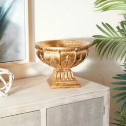 Brand new 💯 Studio 350 Gold Polystone Traditional Decorative Bowl 9 X 11 X 11 - 11 X 11 X 9 🔥