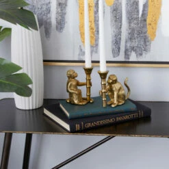 Top 10 😉 Studio 350 Gold Aluminum Monkey Candlestick Holder (Set Of 2) - S/2 3"W, 5"H ❤️