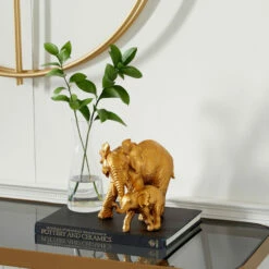 Buy 👍 Studio 350 Gold Polystone Eclectic Sculpture Elephant 7 X 6 X 10 - 6 X 10 X 7 🤩