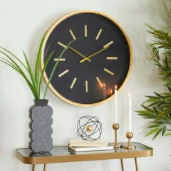 New ❤️ Studio 350 Black Metal Modern Wall Clock - 24 X 3 X 24 🤩