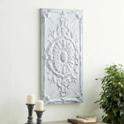 Promo 🥰 Studio 350 White Metal Vintage Wall Decor Floral And Botanical 37 X 19 X 2 ❤️
