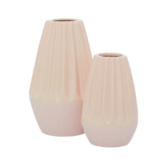 Outlet 🌟 Studio 350 Pink Ceramic Contemporary Vase (Set Of 2) - 6 X 7 X 11 ❤️ - Image 2