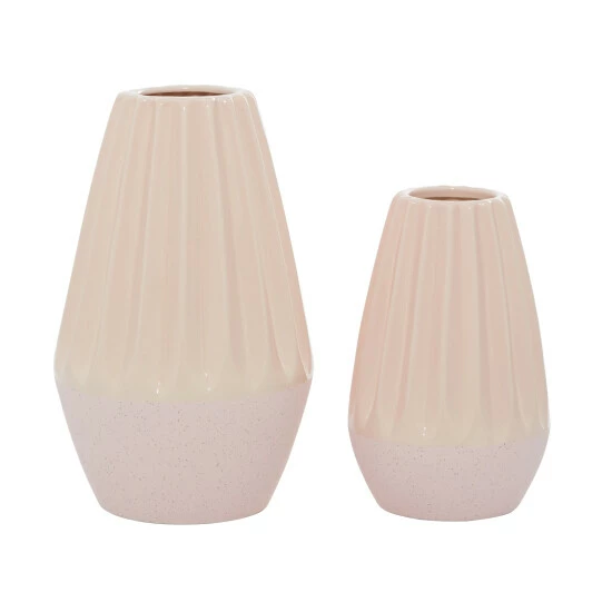 Outlet 🌟 Studio 350 Pink Ceramic Contemporary Vase (Set Of 2) - 6 X 7 X 11 ❤️ - Image 3